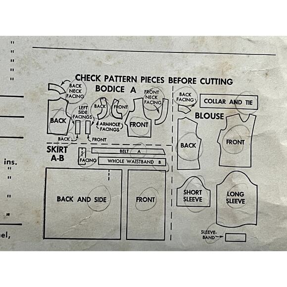 McCalls 9945 Sewing pattern dress circle skirt kitten bow blouse 1950s size 12 - Picture 7 of 7